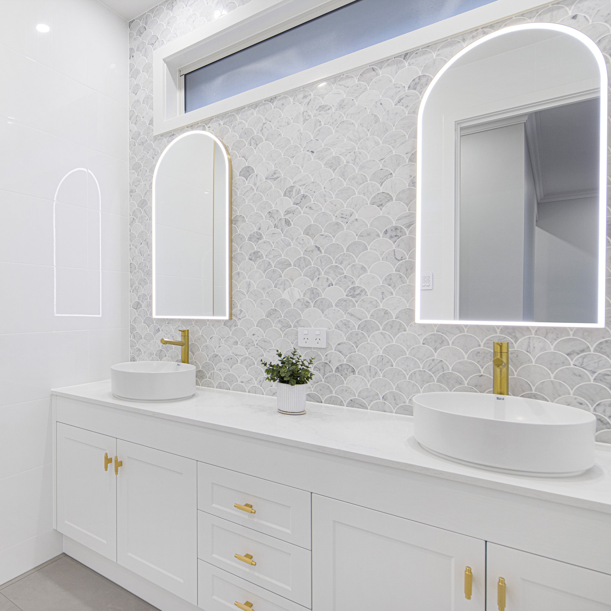 Carrara Marble Mosaic Large Fans