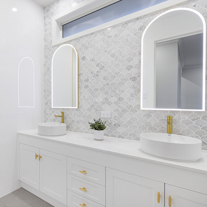 Carrara Marble Mosaic Large Fans