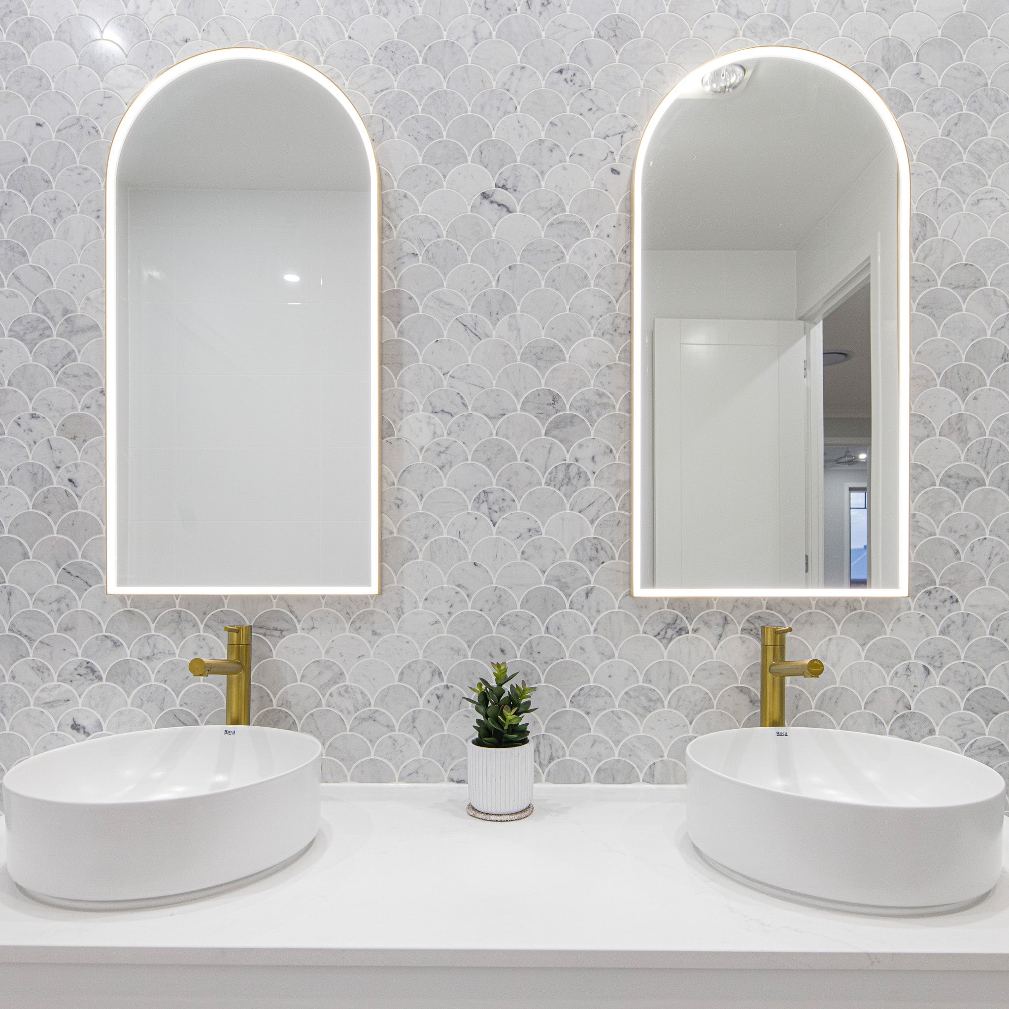 Carrara Marble Mosaic Large Fans