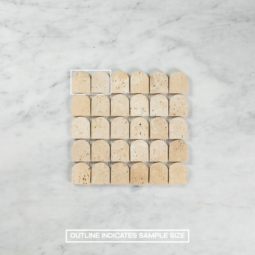 Travertine Cross Cut Cream + Mini Arch Mosaic Travertine