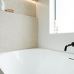 Travertine Cross Cut White + Chevron White
