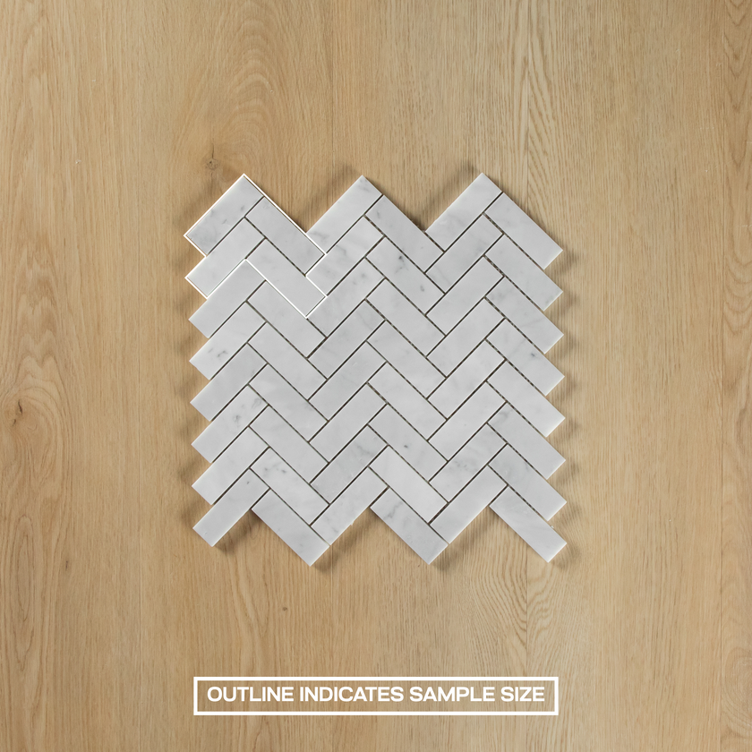 Carrara Marble Mosaic Herringbone Honed Small