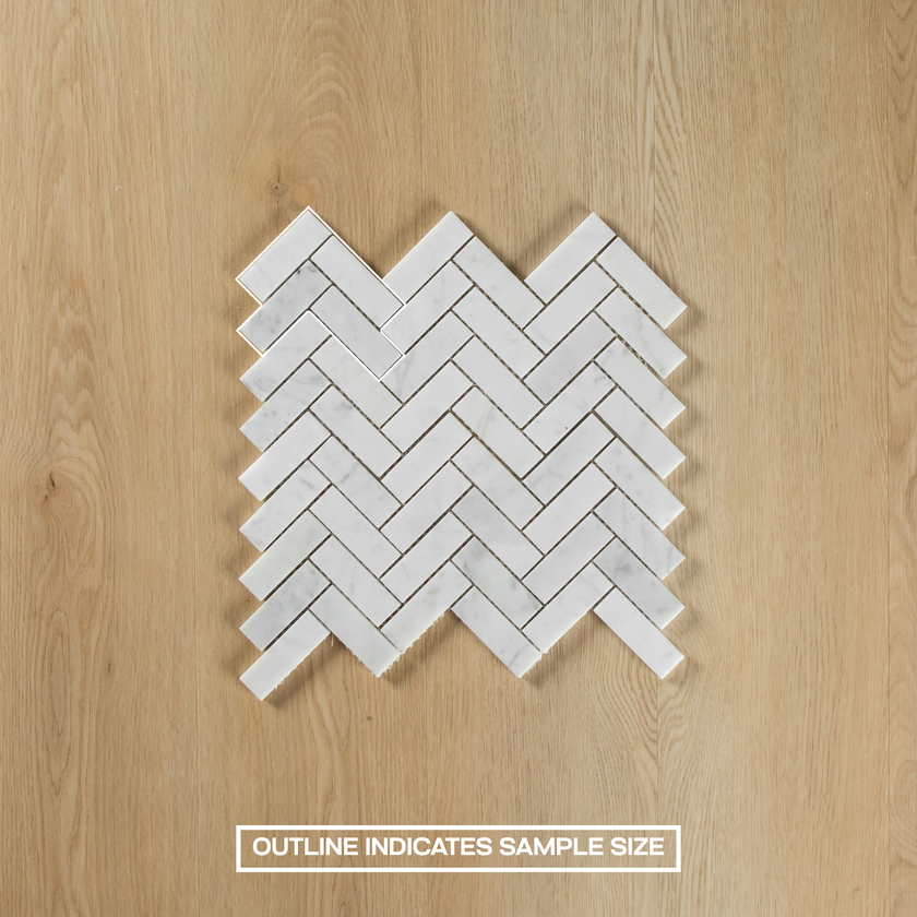 Carrara Marble Mosaic Herringbone Polished Small