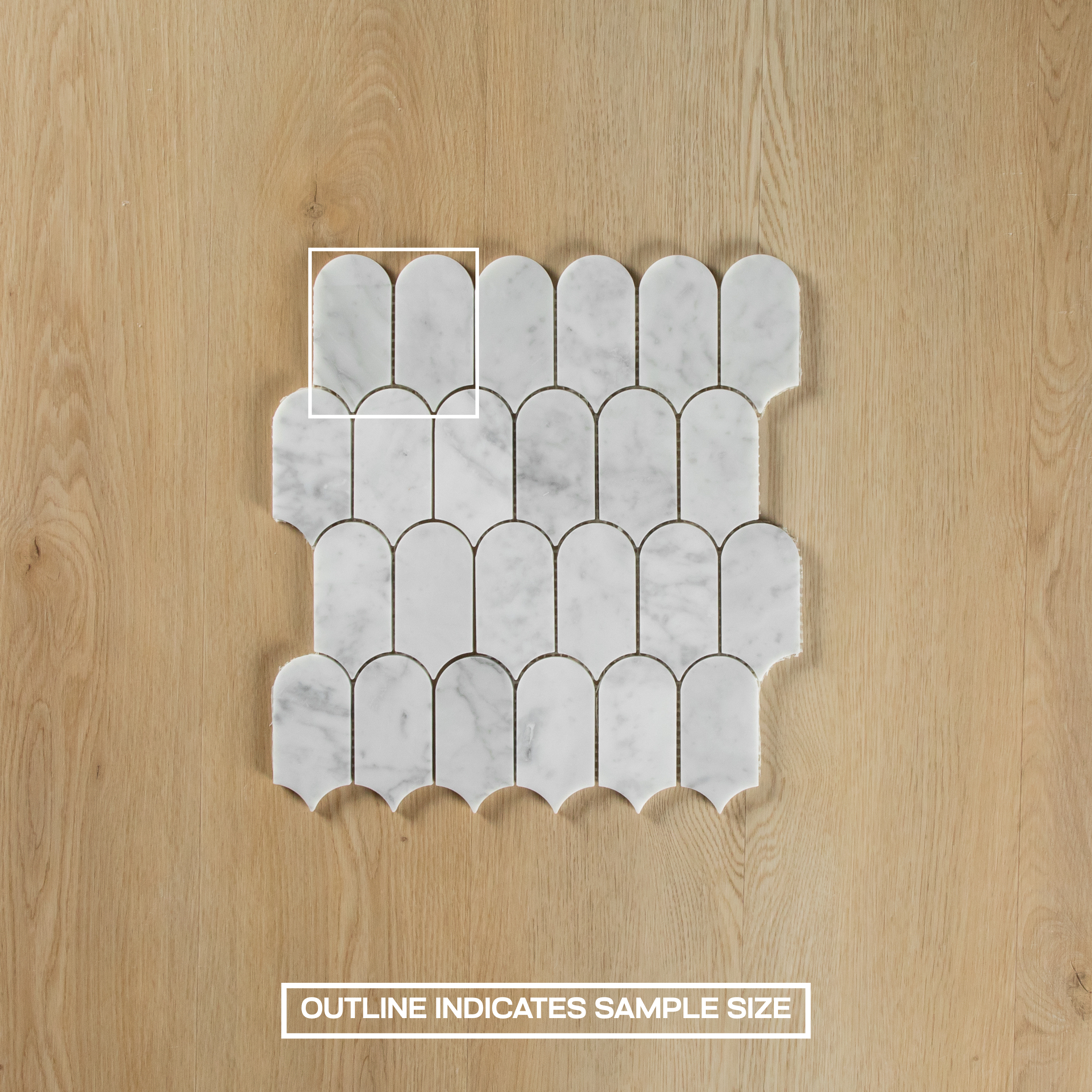 Carrara Marble Arch/Long Fish Scale Mosaic