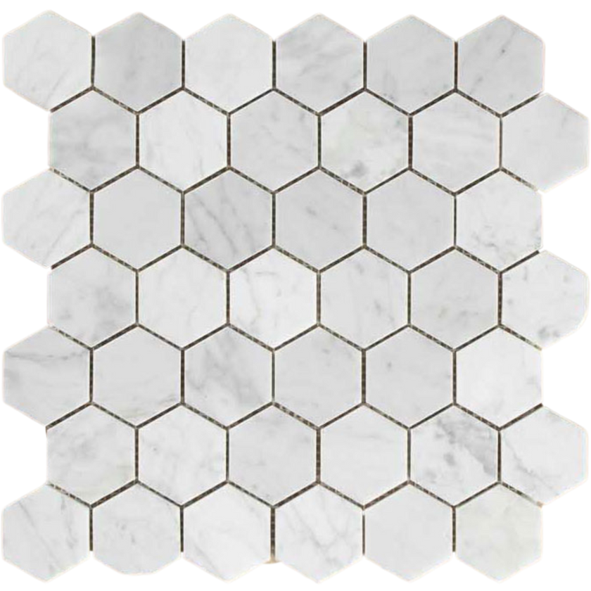 Carrara Marble Mosaic Hexagonal Honed