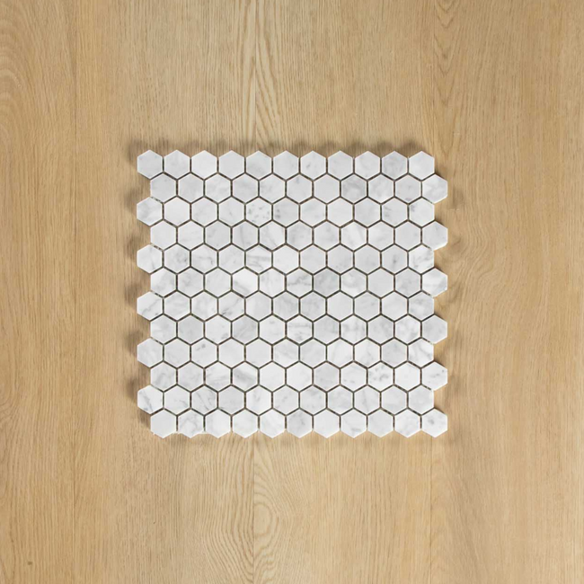 Carrara Marble Mosaic Hexagon Honed Small