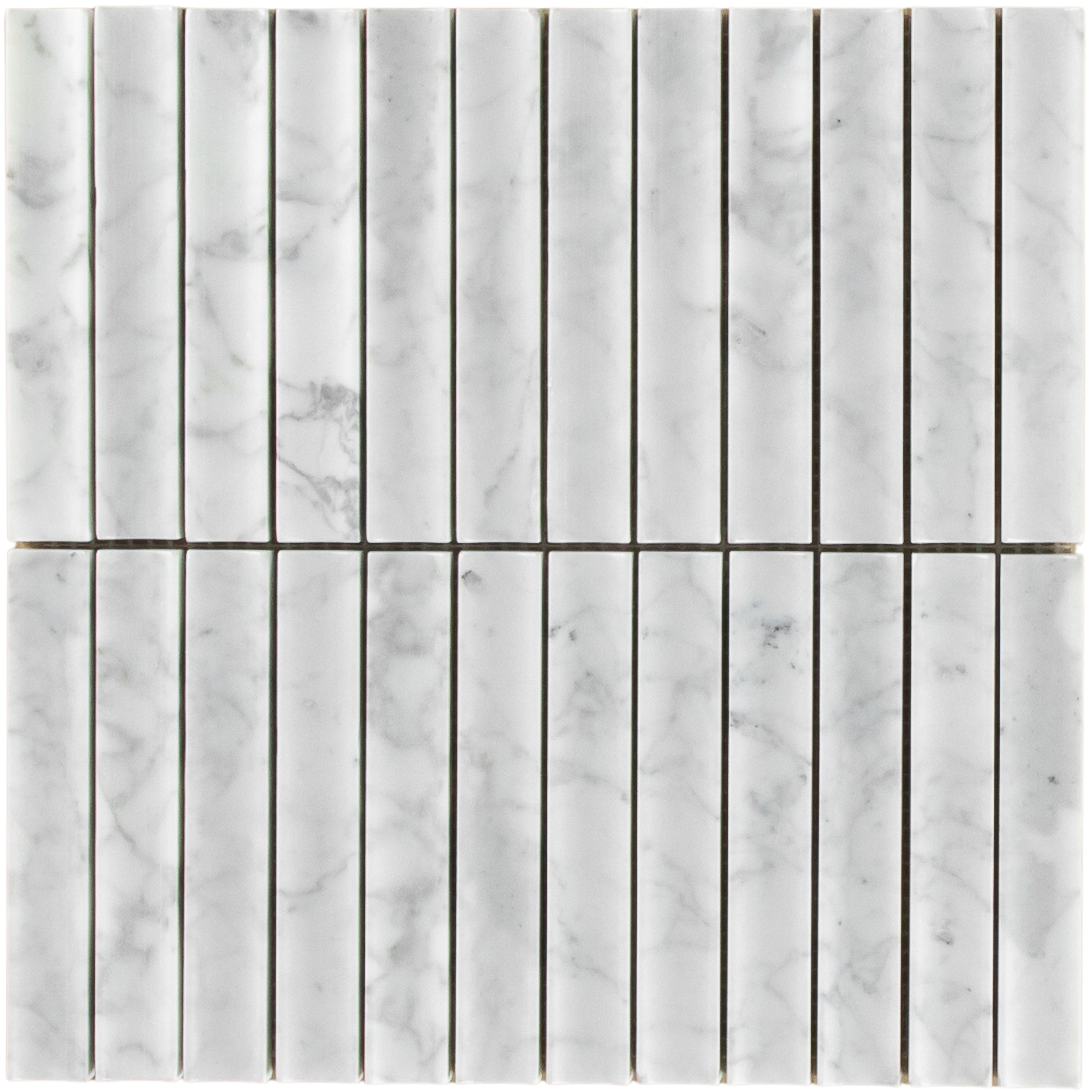 Carrara Marble Honed Concave Flute Mosaic