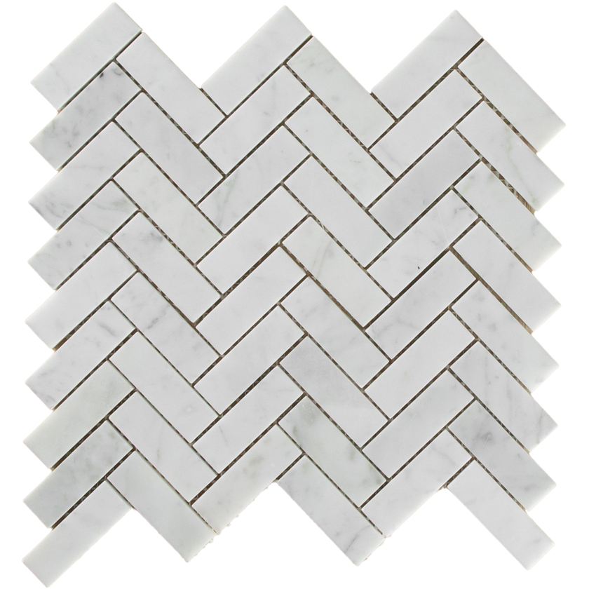 Carrara Marble Mosaic Herringbone Polished Small