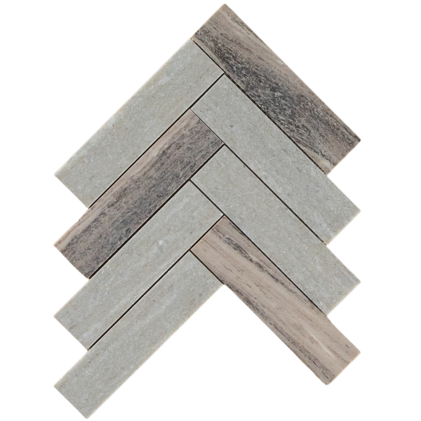 Blue Sandstone Herringbone Honed Mosaic