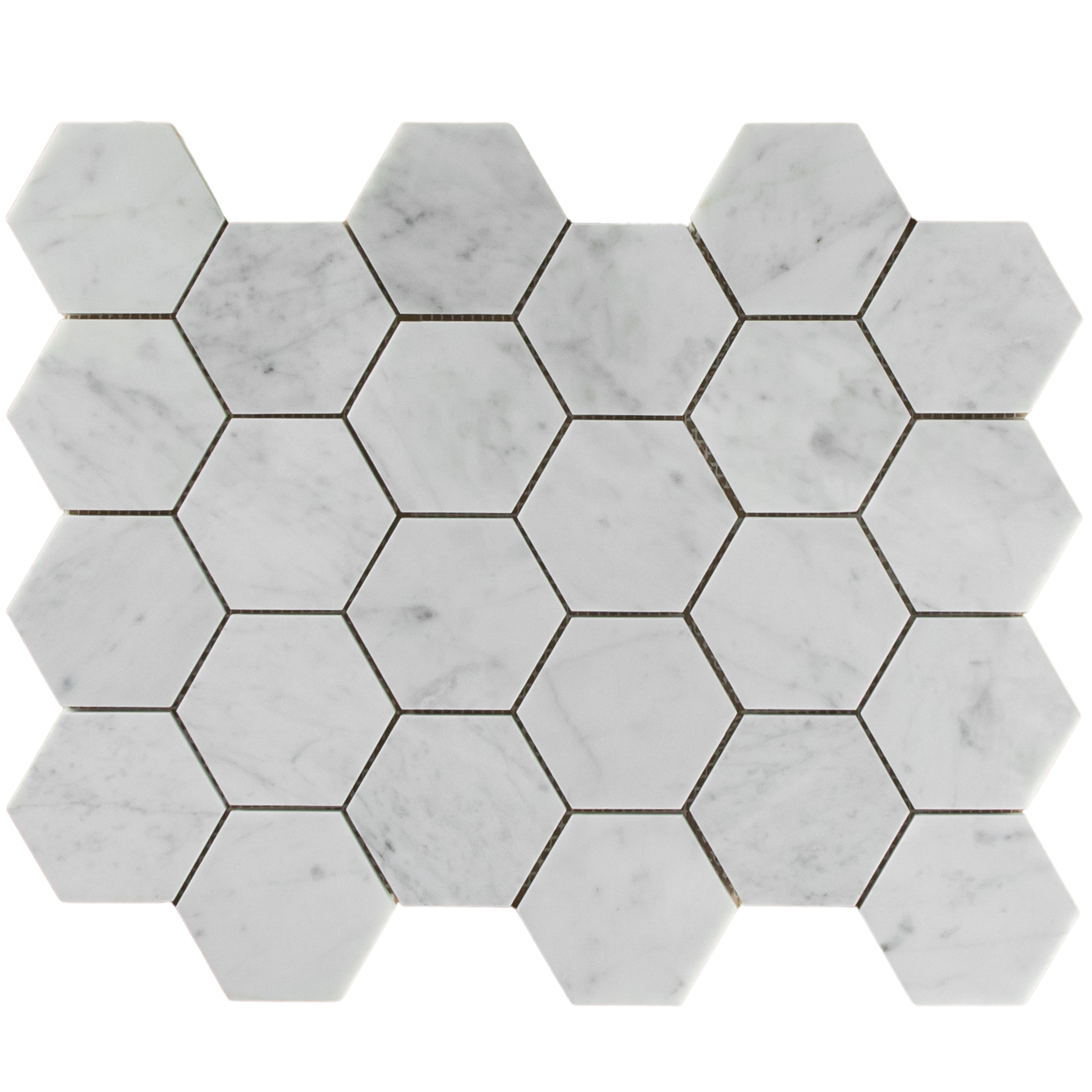 Carrara Marble Mosaic Hexagon Honed Large