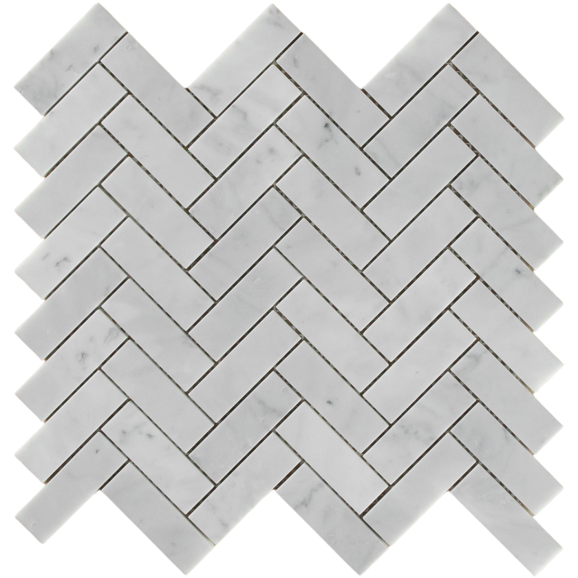 Carrara Marble Mosaic Herringbone Honed Small