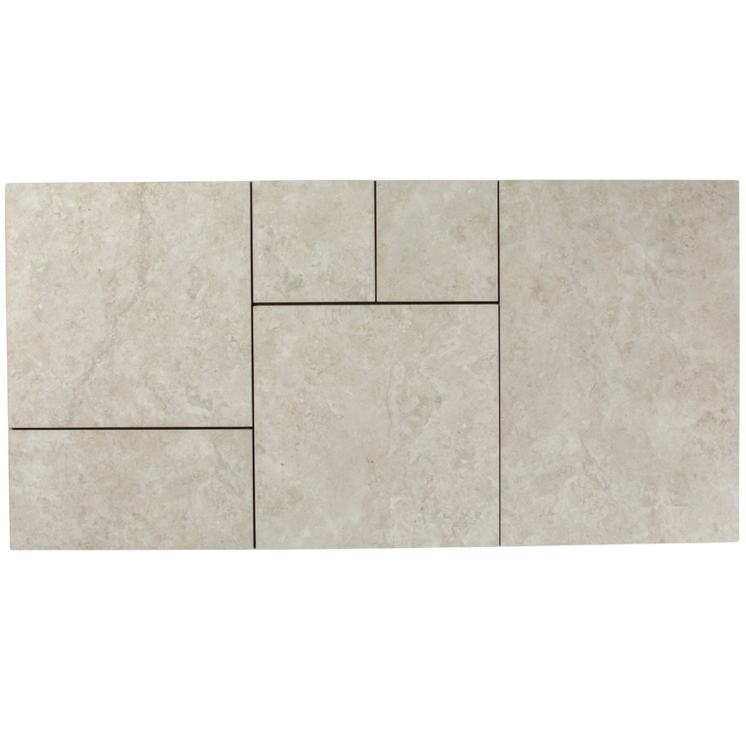 Travertine Stone Silver French Pattern In Out