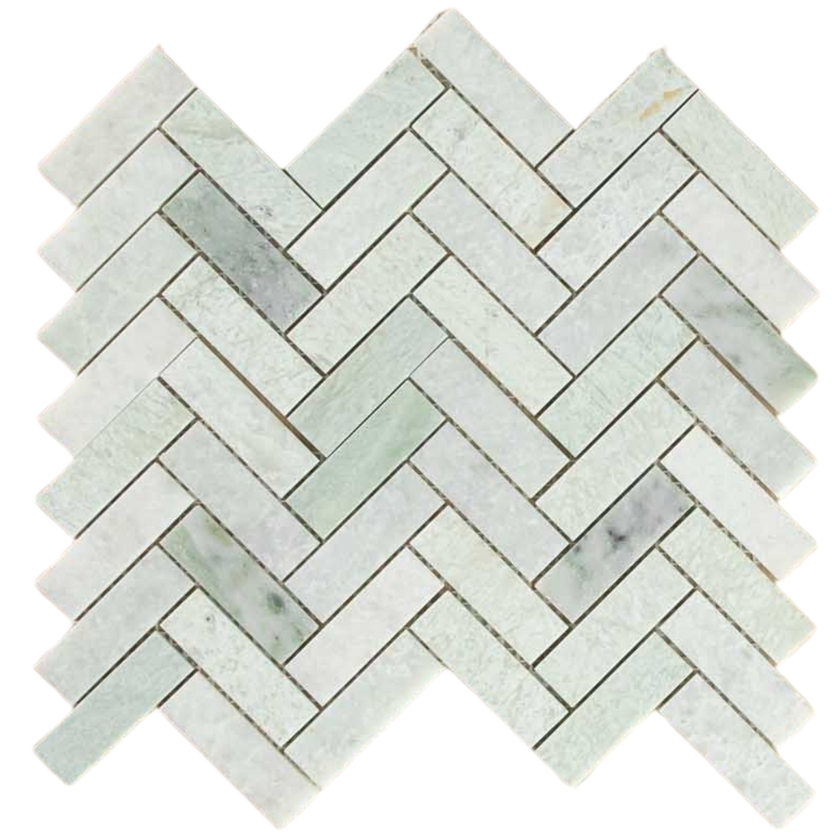 Ming Green Small Herringbone Honed Mosaic