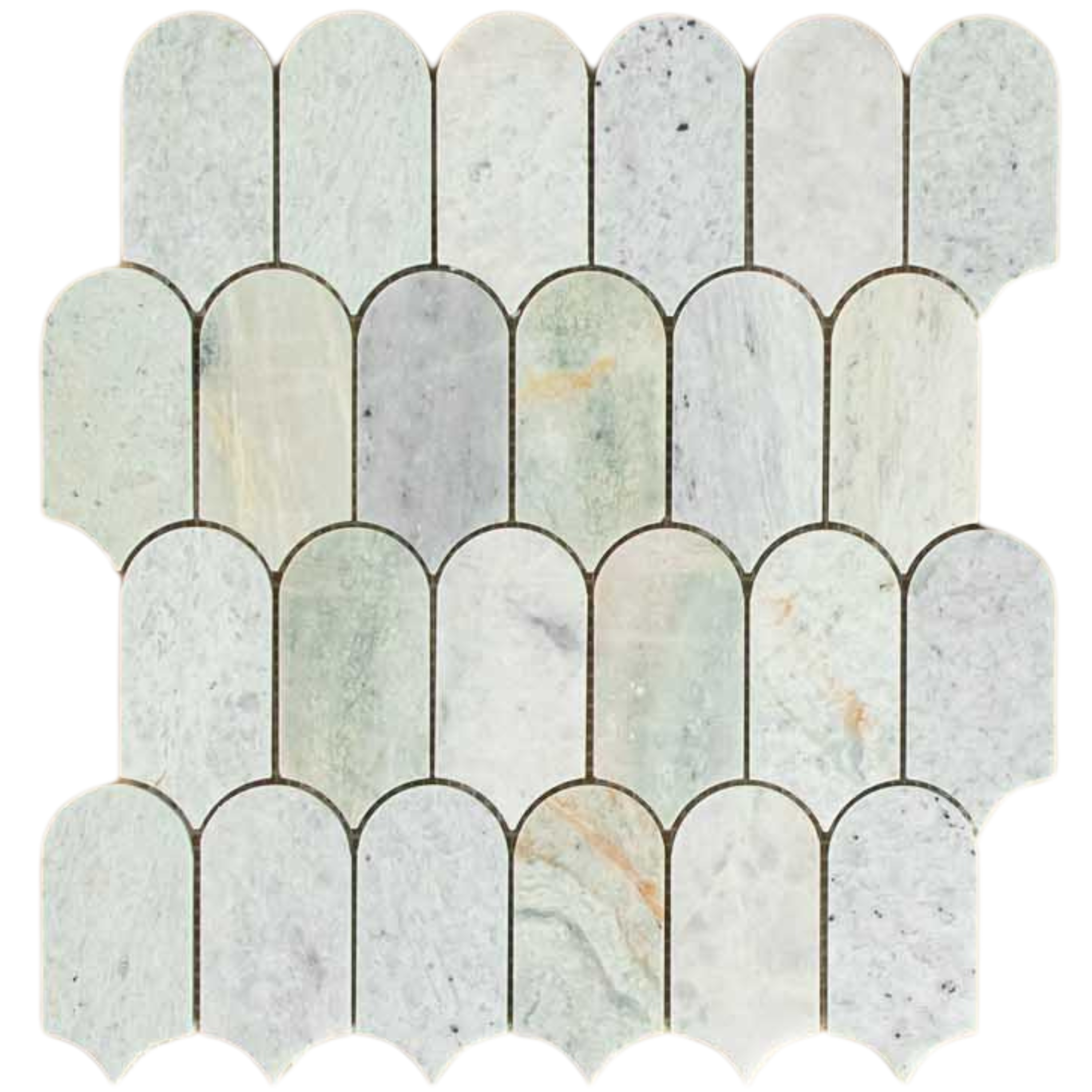 Ming Green Arch Long Fish Scale Carrara Mosaic