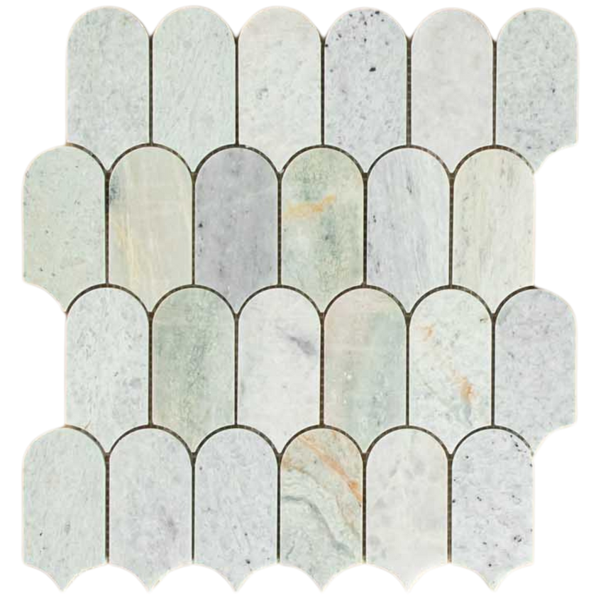 Ming Green Arch Long Fish Scale Carrara Mosaic