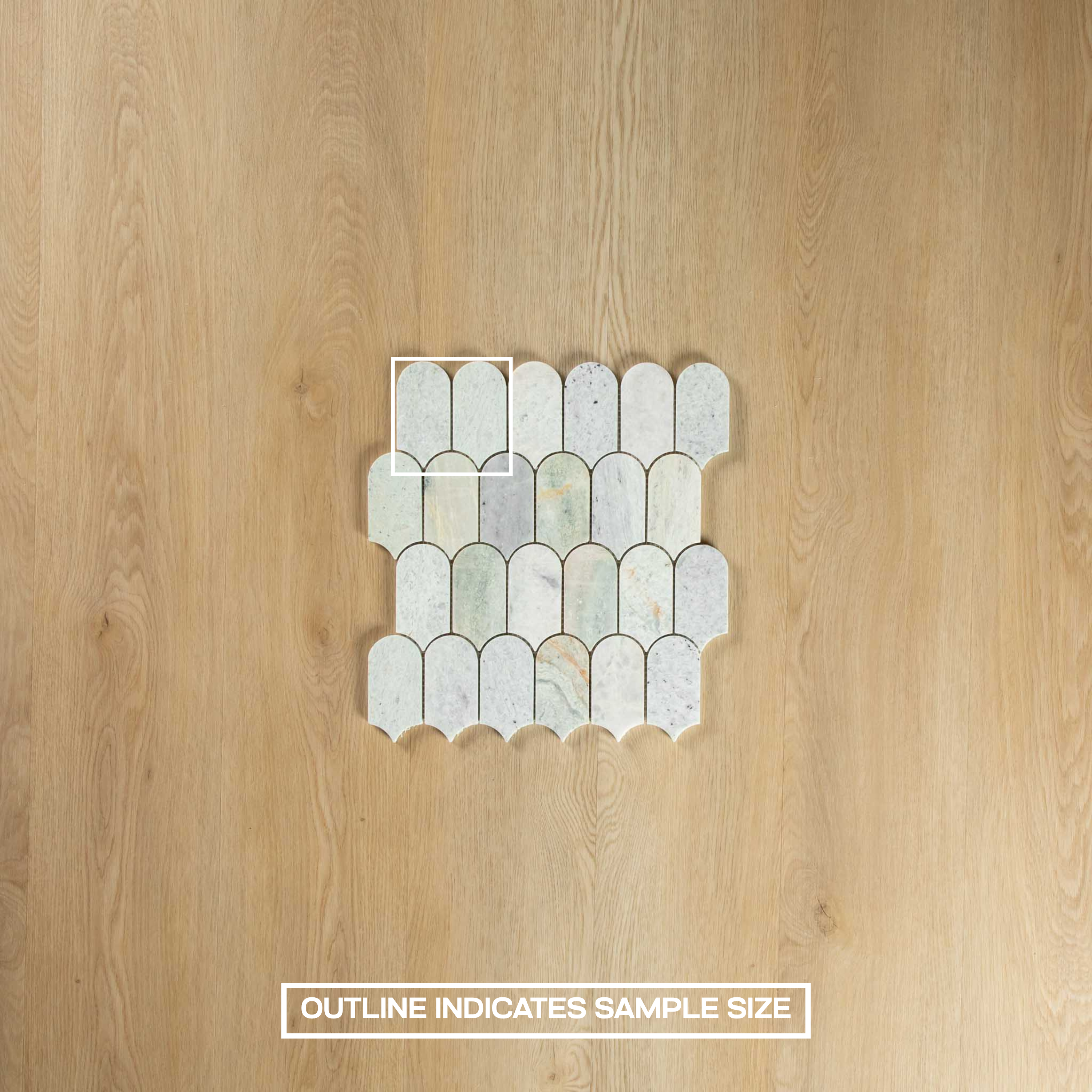 Ming Green Arch Long Fish Scale Carrara Mosaic