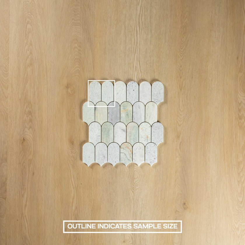 Ming Green Arch Long Fish Scale Carrara Mosaic