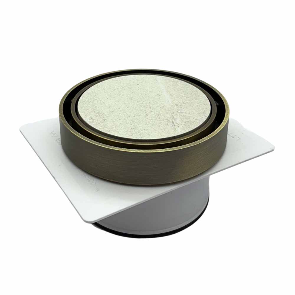 Tile Insert Round Antique  Brass Floor Drain 120 x 50mm