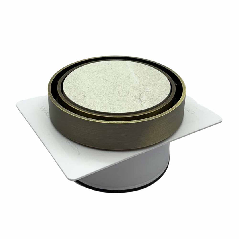 Tile Insert Round Antique Brass Floor Drain 120 x 80mm