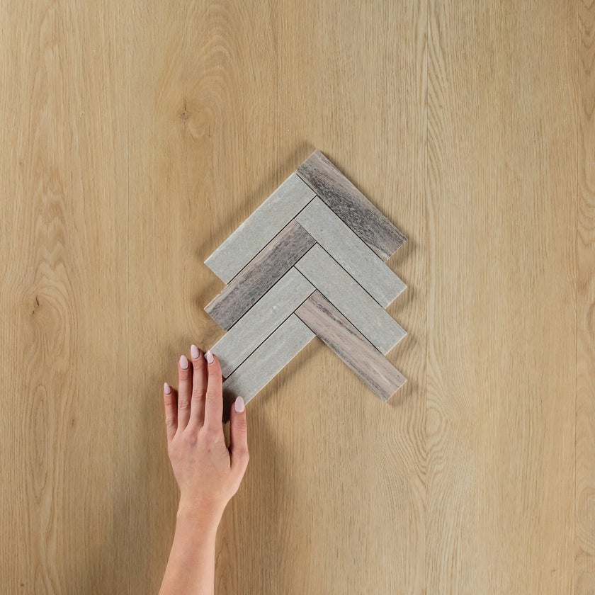 Blue Sandstone Herringbone Honed Mosaic