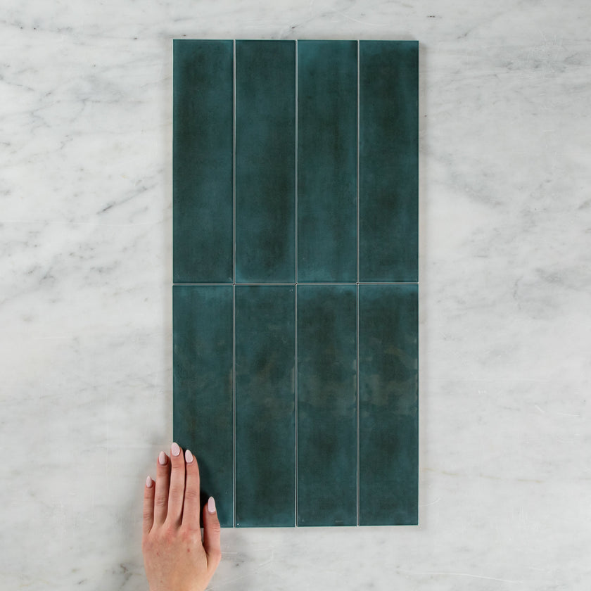 Boutique Peacock Green Gloss Subway Ripple
