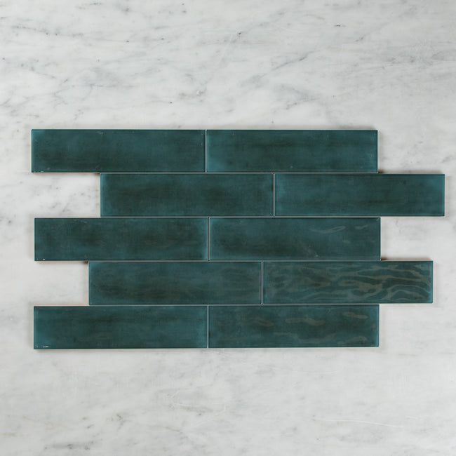 Boutique Peacock Green Gloss Subway Ripple