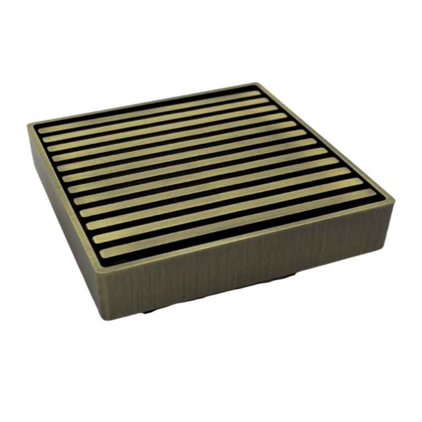 115 x 115 Brass Grate Top Used With Tile Insert Drain Antique Brass