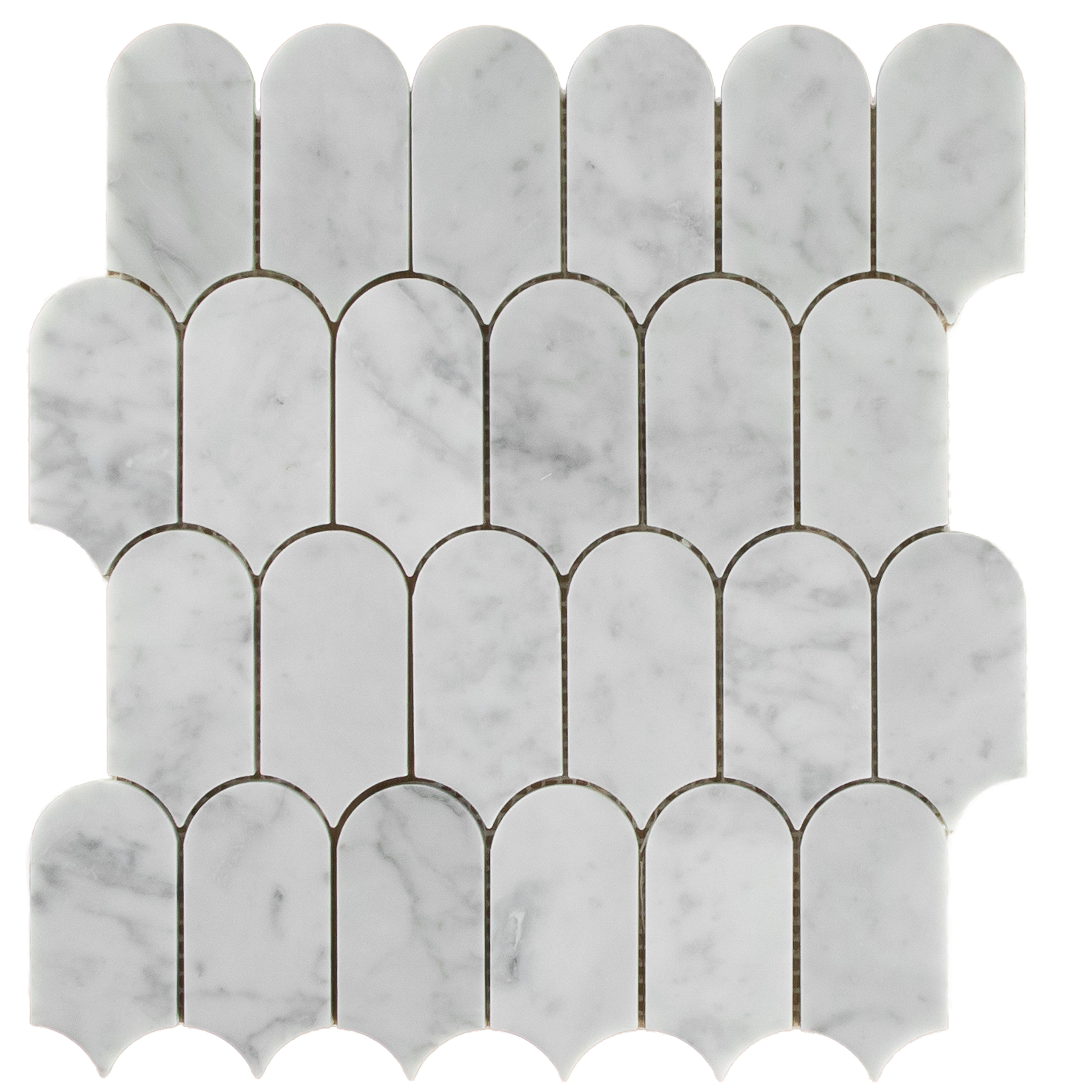 Carrara Marble Arch/Long Fish Scale Mosaic