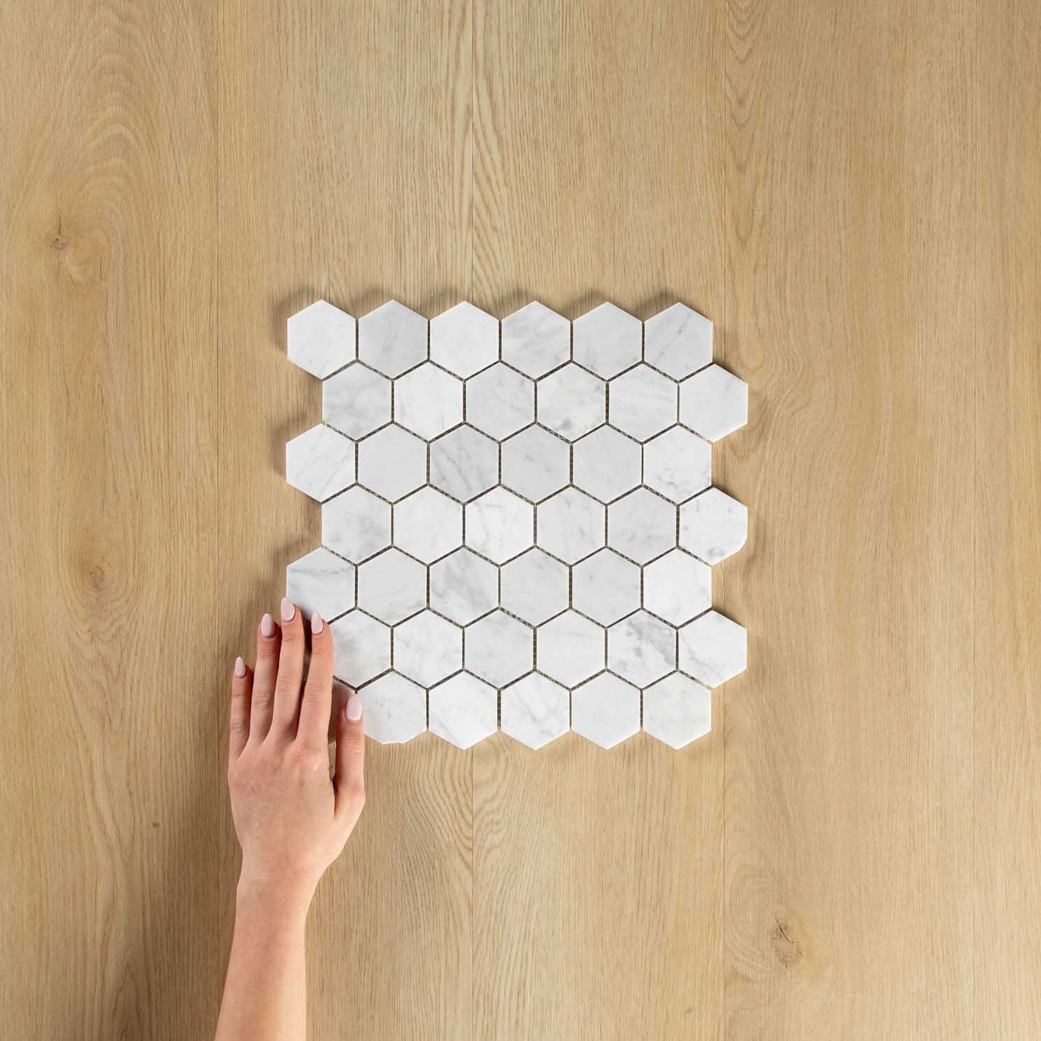 Carrara Marble Mosaic Hexagonal Honed
