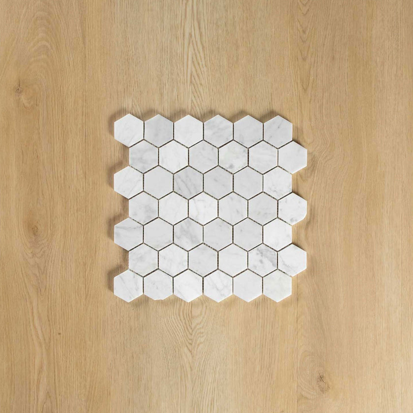 Carrara Marble Mosaic Hexagonal Honed