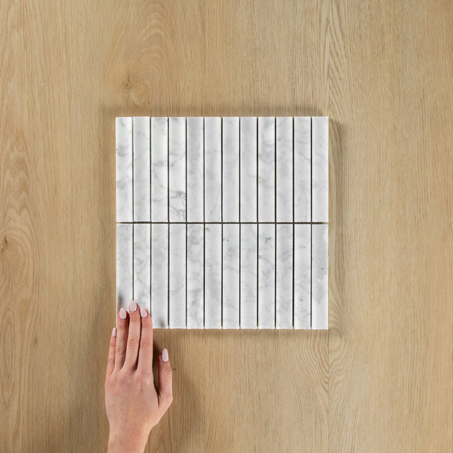 Carrara Marble Honed Concave Flute Mosaic