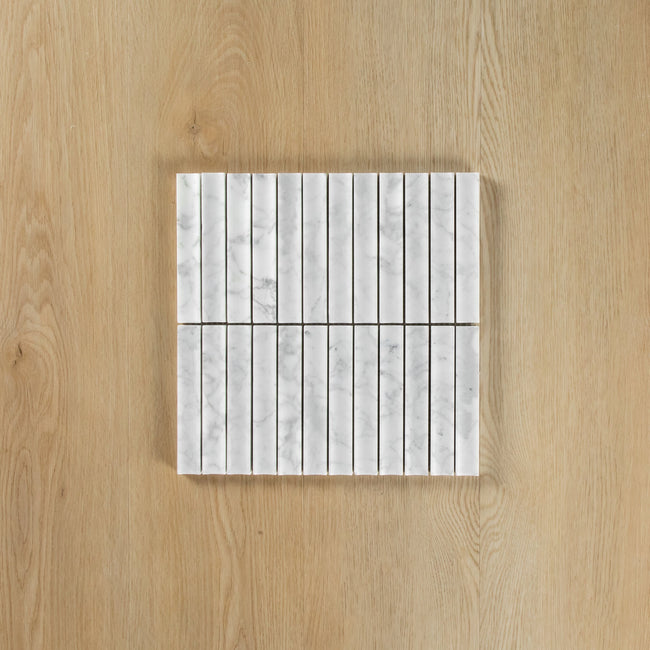 Carrara Marble Honed Concave Flute Mosaic