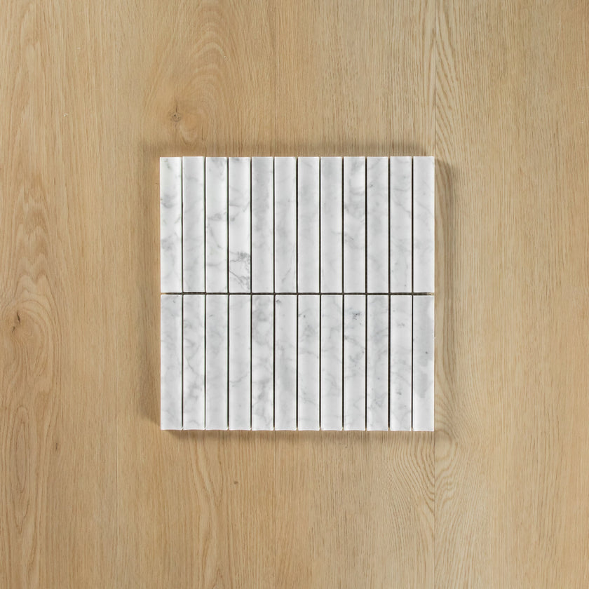 Carrara Marble Honed Concave Flute Mosaic