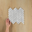 Carrara Marble Mosaic Herringbone Honed Small