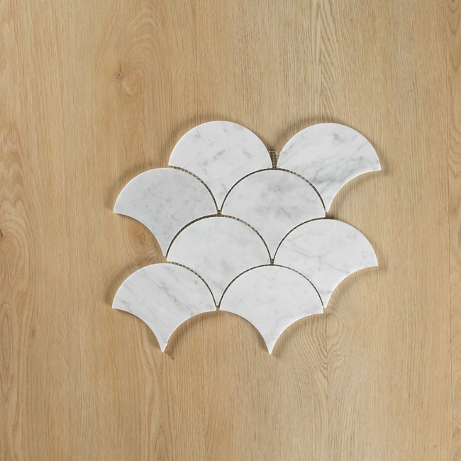 Carrara Marble Mosaic Large Fans