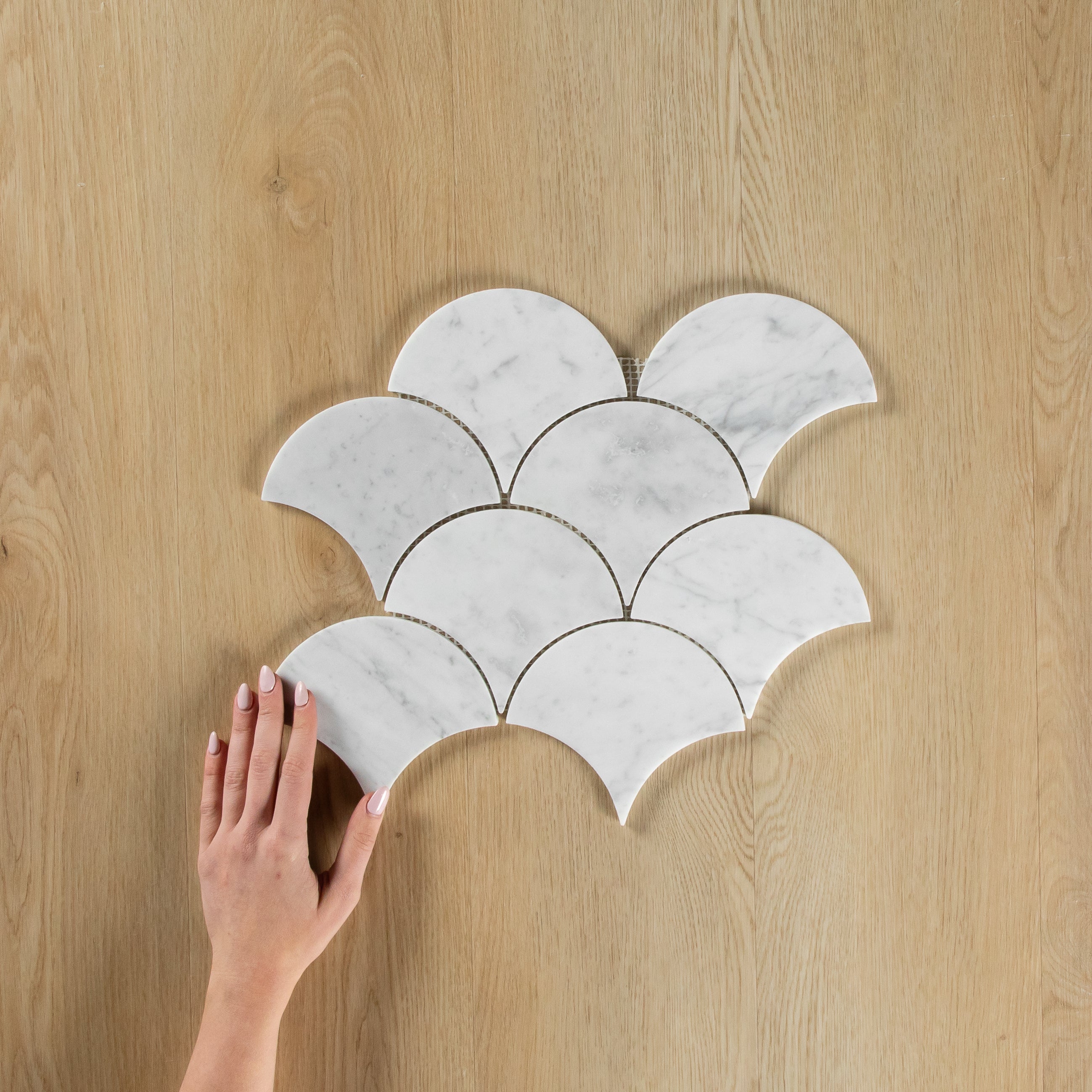Carrara Marble Mosaic Large Fans