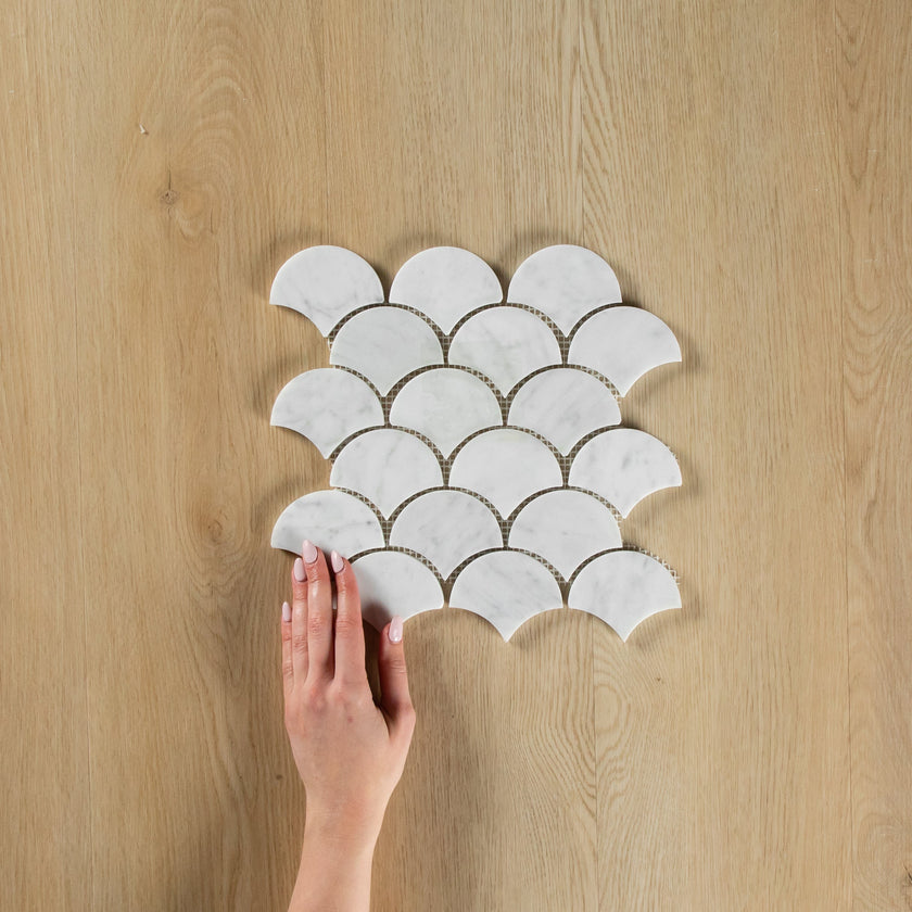 Carrara Marble Mosaic Small Fans Polished