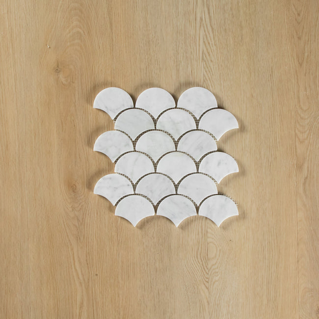 Carrara Marble Mosaic Small Fans Polished