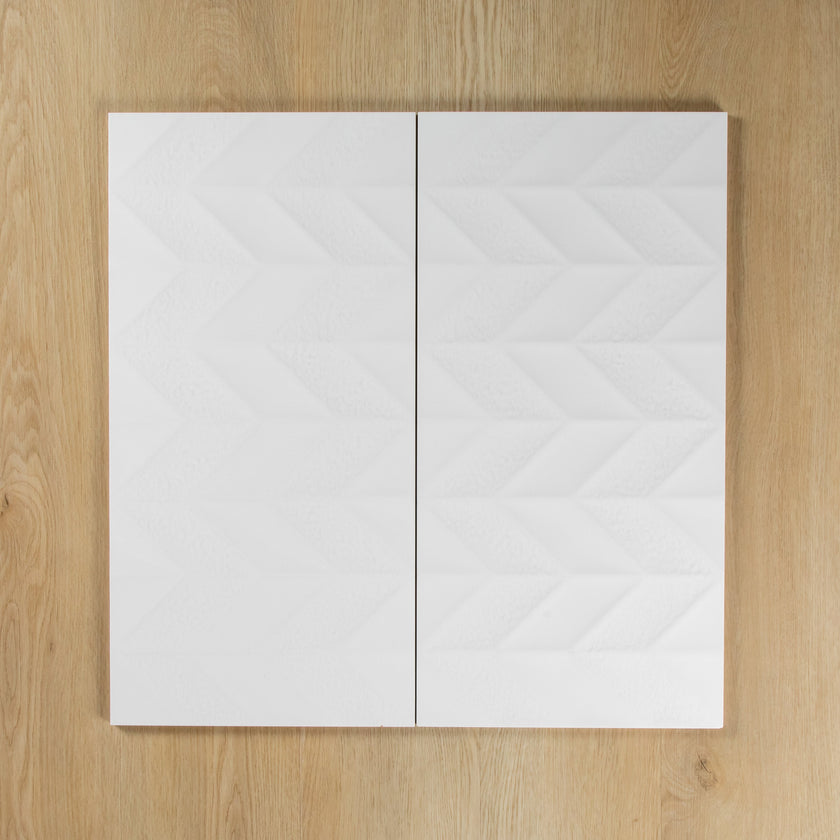 Travertine Cross Cut White + Chevron White