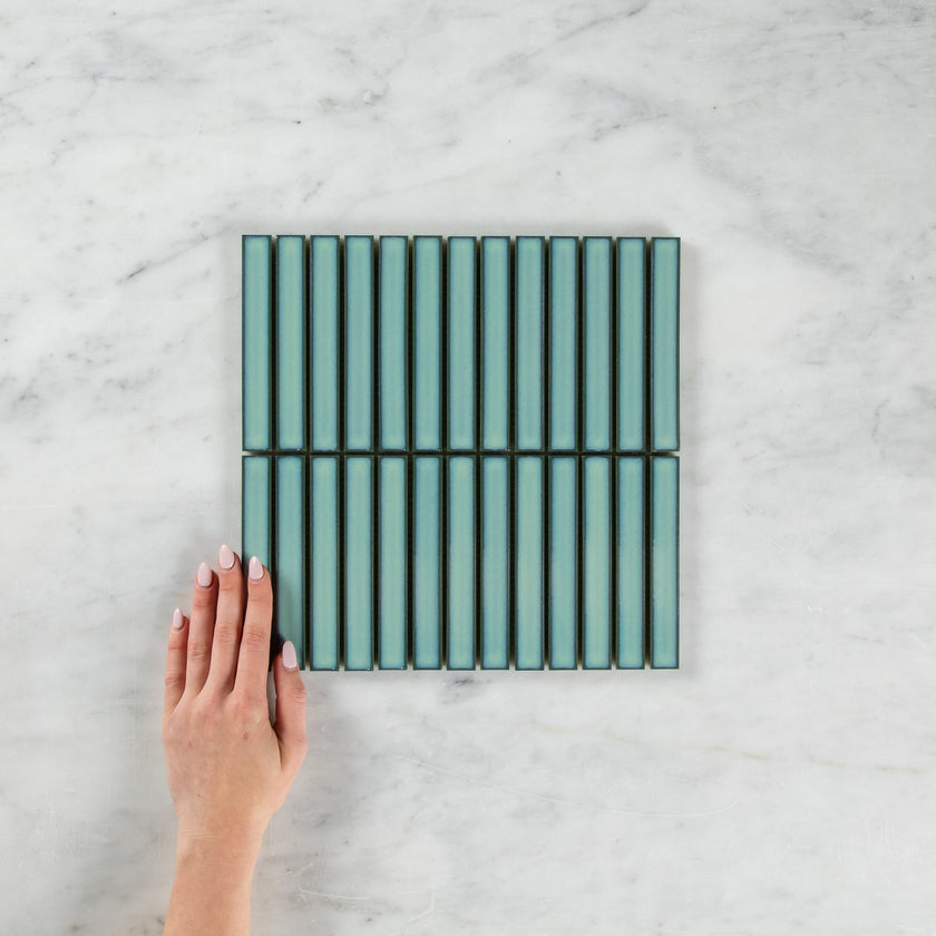 Clovelly Antique Light Green Gloss Concave Kit Kat Mosaic Mosaic