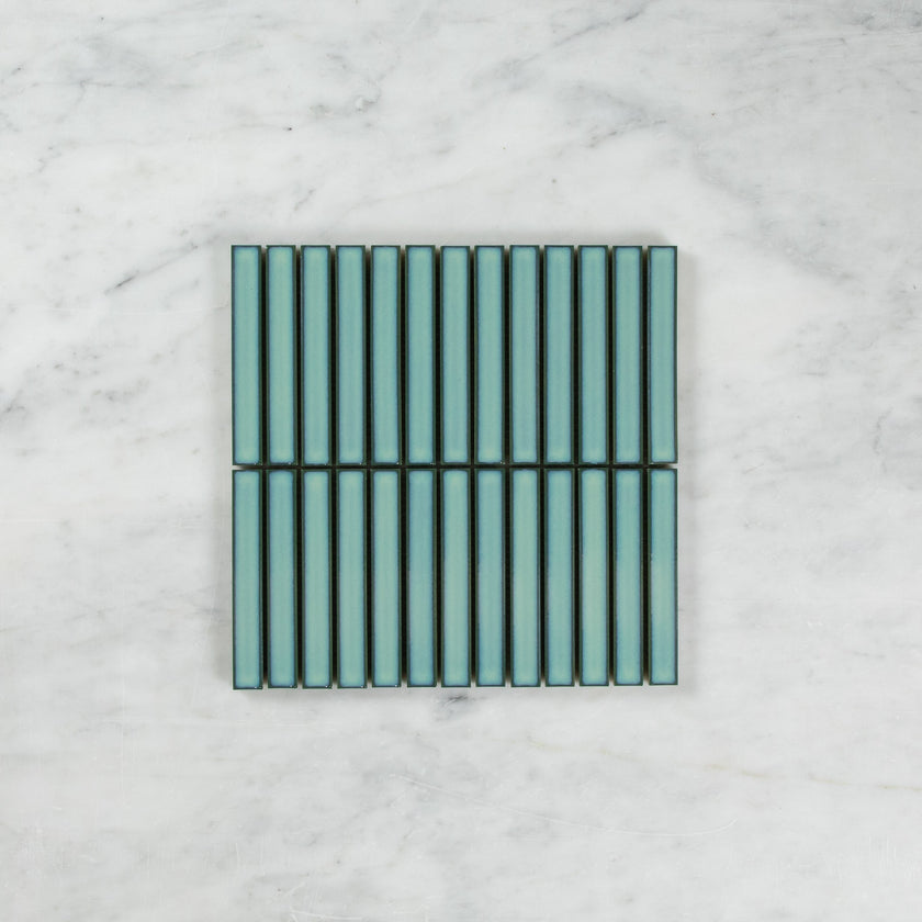 Clovelly Antique Light Green Gloss Concave Kit Kat Mosaic Mosaic