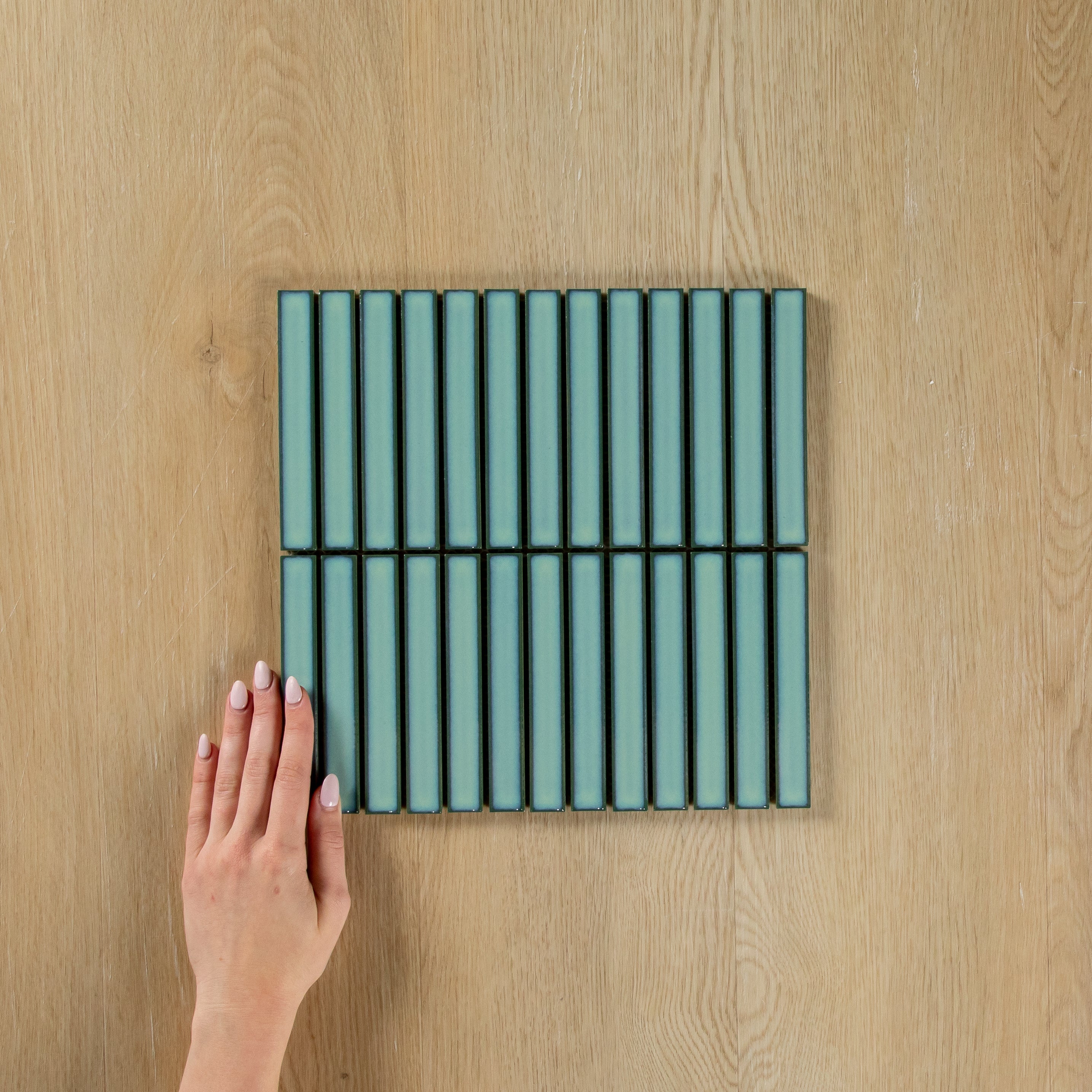 Clovelly Antique Light Green Gloss Concave Kit Kat Mosaic Mosaic