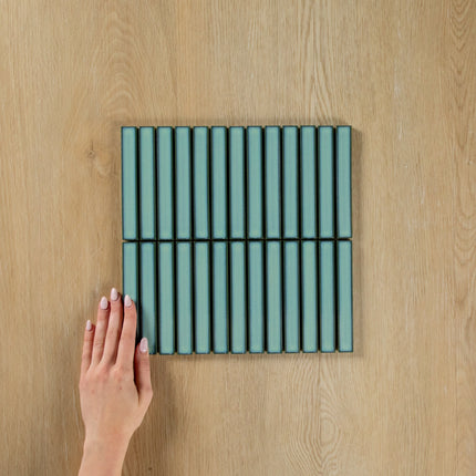 Clovelly Antique Light Green Gloss Concave Kit Kat Mosaic Mosaic