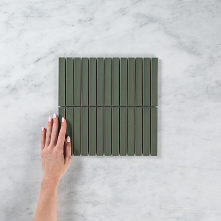 Clovelly Pearl Olive Matte Concave Kit Kat Mosaic