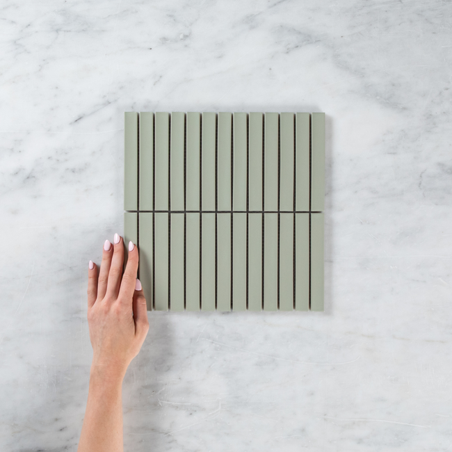 Clovelly Pearl Sage Matte Concave Kit Kat Mosaic