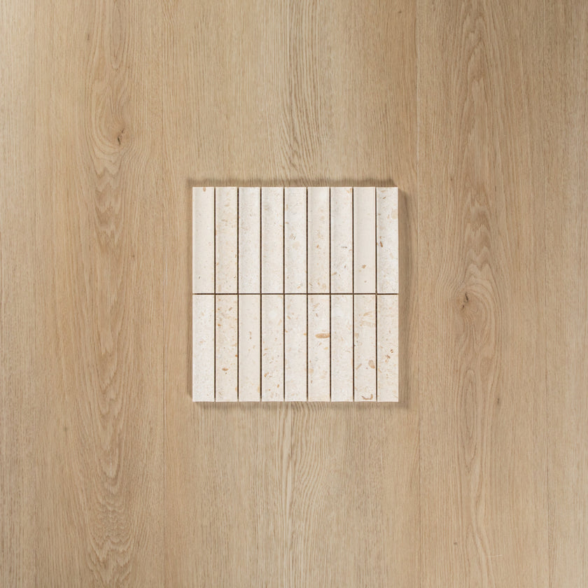 Concave Limestone Ivory Mosaic
