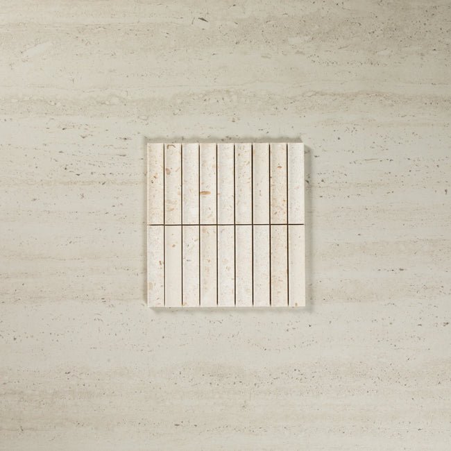 Concave Limestone Ivory Mosaic