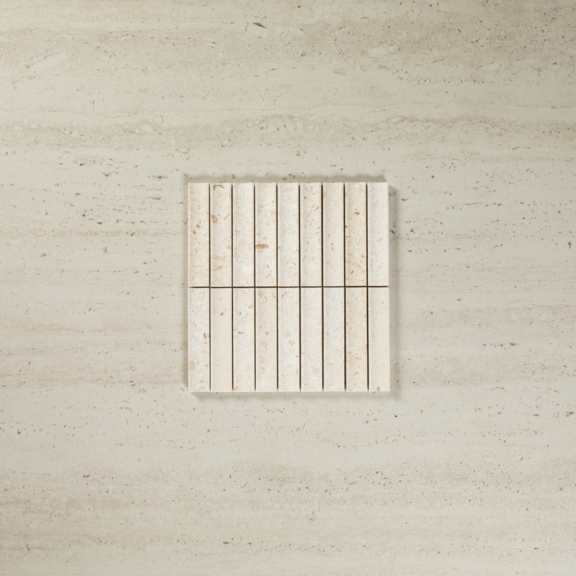 Concave Limestone Ivory Mosaic