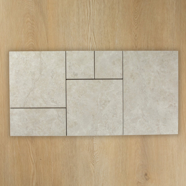 Travertine Stone Silver French Pattern In Out