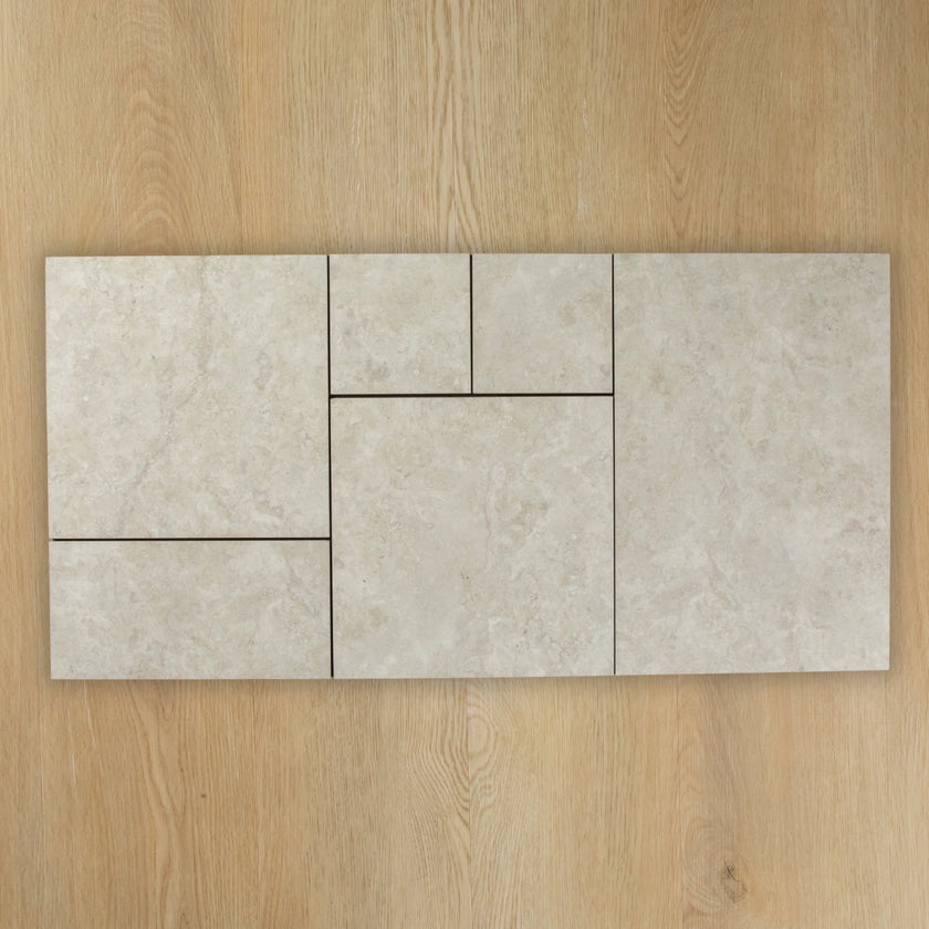 Travertine Stone Silver French Pattern In Out